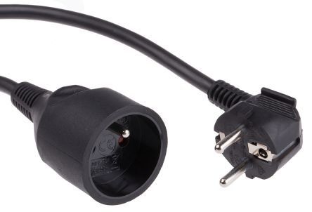 Cable Alimentation / Schuko Angled Male - Schuko Femelle / 5 M / Noir