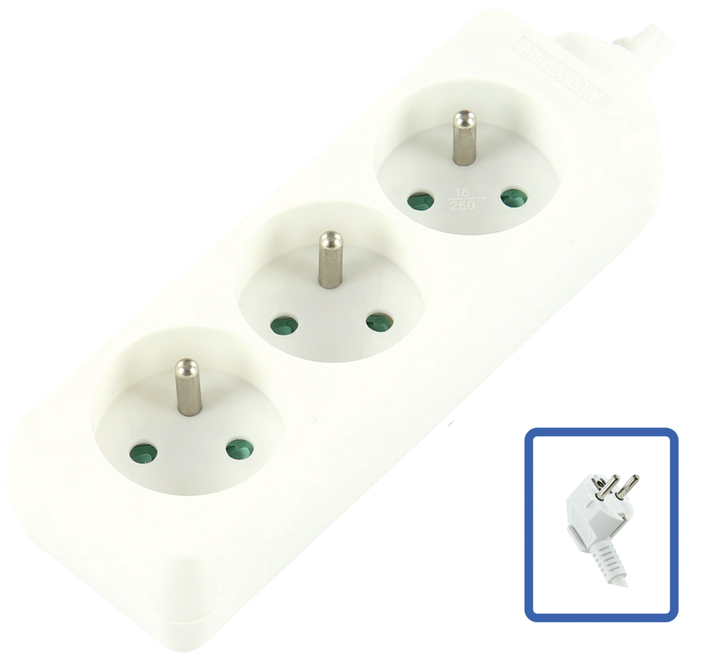 Multiprise 3 entrées / 1.5 m / Blanc