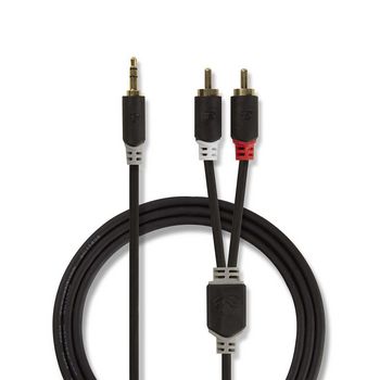 Stereo Audio Cable / 3.5 mm Male - 2x RCA Male / 1.0 m / Anthracite