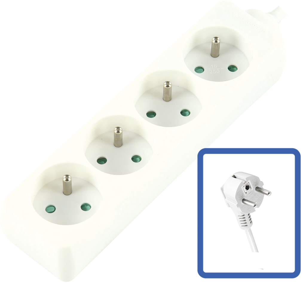 Multiprise 4 entrées / 1.5 m / Blanc